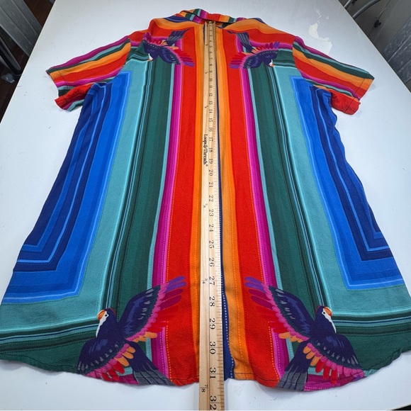 SOLD !!!!!! Geometric Macaw Shirt Women's Size XL Cotton Multicolor Top Button - Picture 9 of 15